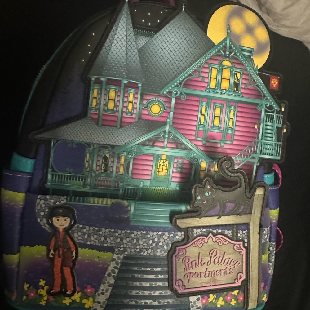 Loungefly Coraline Laika House Womens Double Strap backpack *glows in the dark*